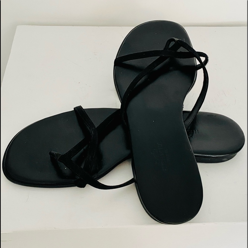 Hermes Black Satin/Leather size 37 sandals